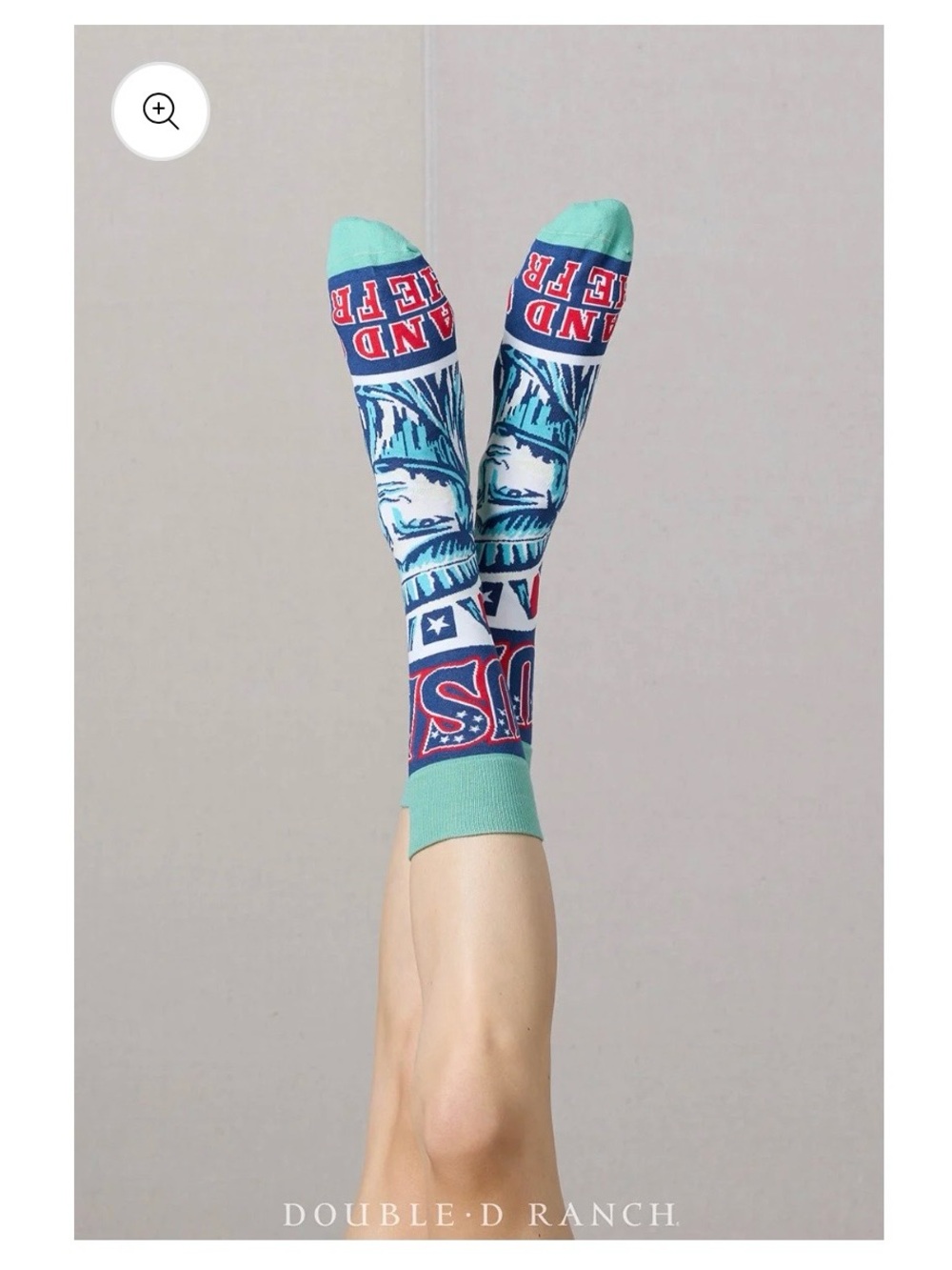 Double D Ranch Statue of Liberty Graphic Socks - Teal, Navy & Red